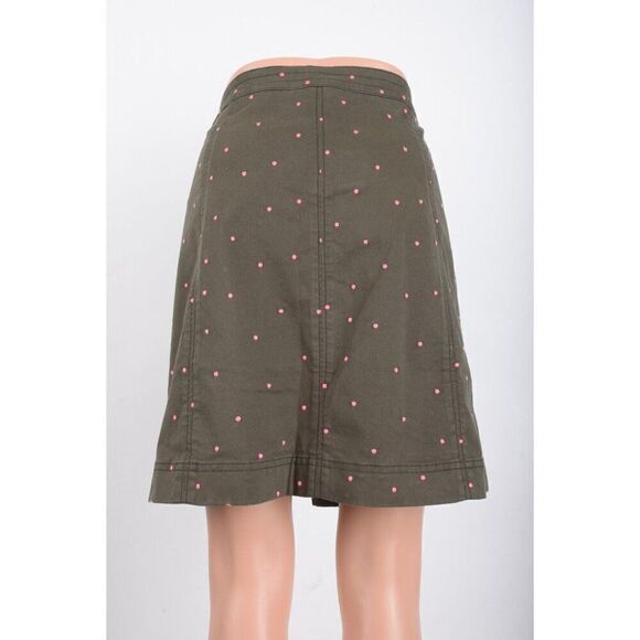 Boden Womans Chino Skirt UK 14R US 10R Army Green Pink Polka Dots NWT - Picture 4 of 7